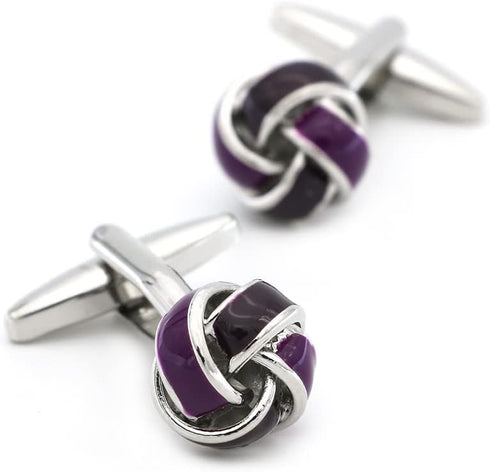 Black Purple Twist Knot Cufflinks for Men French Tuxedo Shirt In Gift Box Metal Wedding Business Shirt Cufflinks Anniversary Present...