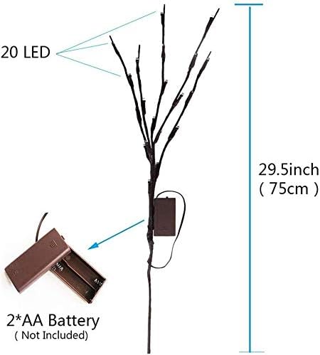 2 Pack Decorative LED Lighted Branch Lights Battery Operated Artificial LED Twig Branches Decoration for Home Room Decor Christmas Vase (Warm Whit...