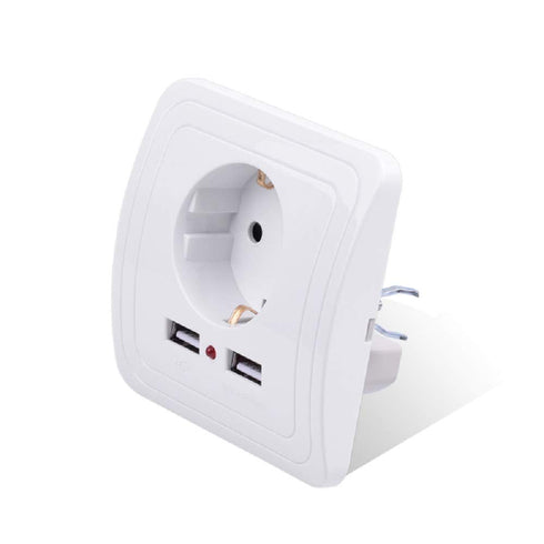 1set Smart Home Dual USB Port 2400mA Wall Charger Adapter 16A EU Standard Electrical Plug Socket Power Outlet Panel 110~250V...