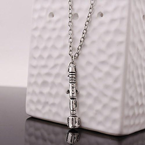 Luomi Doctor Who 4 Pack Different Necklace Wibbly Wobbly Timey Wimey 11th Doctor Sonic Screwdriver Pewter Finish Inspired 3D Police Box...
