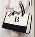 Mud Pie Classic Black and White Initial Canvas Tote Bags (B), 100% Cotton, 17" x 19" x 2"...
