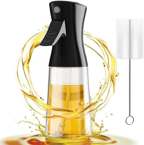 Oil Sprayer for Cooking, 180ml Glass Olive Oil Sprayer Mister, Olive Oil Dispenser Bottle with Brush, Kitchen Gadgets Accessories (Dark Black)...
