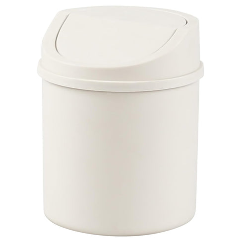Plastic 0.7 Gallon Tiny Garbage Can, Mini Trash Can with Swing-Top Lid, White...