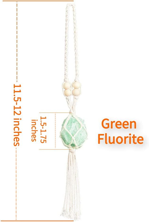 Natural Green Fluorite Meditation Healing Crystals Feng Shui Hanging Ornament for Car, Window, Home Decor...