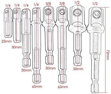 1/4" 3/8" 1/2" Power Hand Tools Socket Adapter set, Nut Driver Power Drills Impact Socket Bit Hex Adapter Extension set Socket Wrench Adapter Set ...