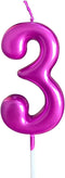 3rd Birthday Candle Three Years Purple Happy Birthday Number 3 Candles for Cake Topper Decoration for Party Kids Adults Numeral 30 23 37 33 13...