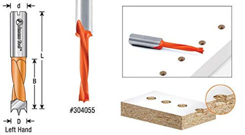 Amana Tool - 304075 Carbide Tipped Brad Pt Boring Bit L/H 7.5mm Dia x 70mm Long x 10mm Sha...