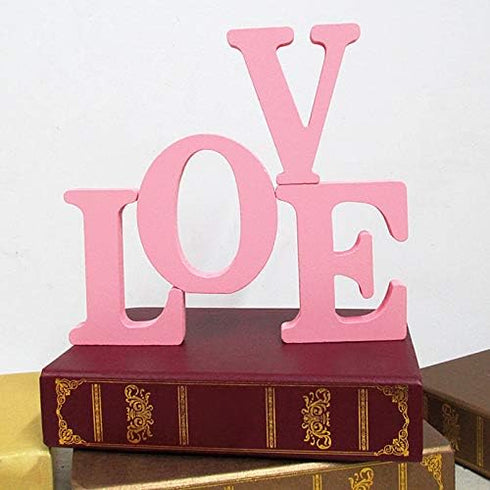 Wooden Love Sign Table Top Sign Freestanding Decorative Letter for Wedding Party Home Decor Pink...