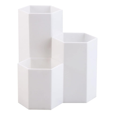 LoveBB Makeup Brush Holder Organizer, 3 Slot Plastic Cosmetics Brushes Pen Storage Solution, White...