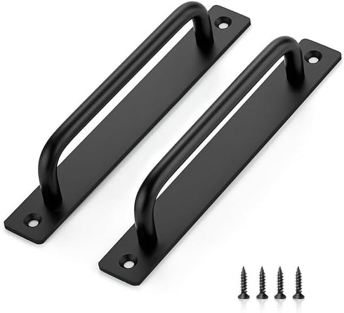Ravinte Barn Door Handles 6 Pack Sliding Door Handle 6.3" Hole Center Barn Door Handles Black Cabinet Handles Door Pull Handle Zinc Alloy Door Pul...