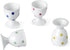Cinf Ceramic Polka Dots Egg Cup Gift Set of 4 Porcelain Holder Breakfast Boiled Cooking Tools Stable Easy to Clean Childhood Memories Table Decora...