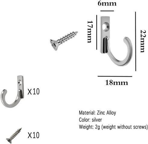 10 Pieces Zinc Alloy Antique Wall Mounted Delicate Small Hooks with Screws for Home Hanging Keys Hanging Towel Hanging Hat Coat Kitchen Supplies e...