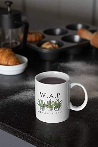 JMM Industries W.A.P Coffee Mug | Wet Azz Plants | Funny Cute Succelent Gardening Cactus | PLant Life Motivation Inspiration | 11-ounce White Cera...