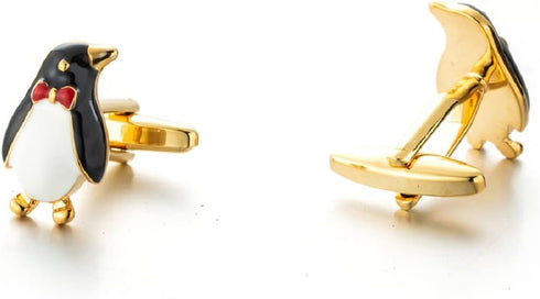 Penguin Cufflinks for Men, Penguin Animal Cufflinks, Penguin with Bow Tie Cuff Links, Lovely Penguin Shirt Tuxedo Cufflinks, Punk Cufflinks French...