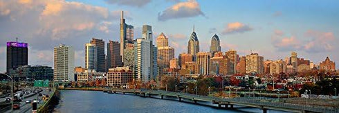 PHOTOSBYJON Philadelphia Skyline UNFRAMED Photo Print Dusk Sunset South Street Color Philly City Downtown 11.75 inches x 36 inches Photographic Pa...