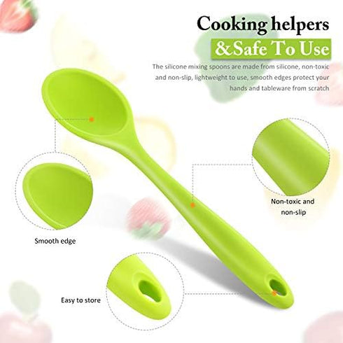 Shappy 4 Pieces Silicone Mixing Spoon Spatula Scrapers for Cooking, 10.6 Inch Heat Resistant Large Non Stick Basting Utensil for Mixing, Baking, S...