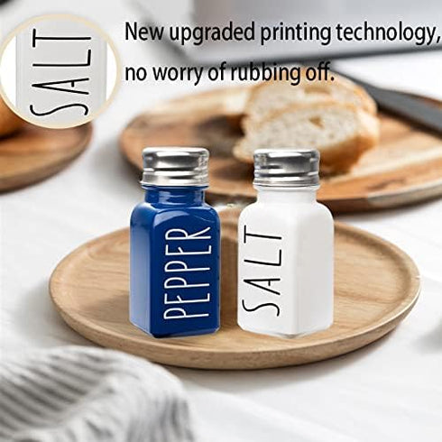 Farmhouse Salt And Pepper Shakers Set,Kitchen Decor,Glass Blue Salt And Pepper Shakers Set,Cute Salt Shaker,Gift For Women,Modern Farmhouse Decor,...