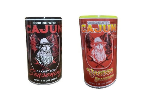 Cooking with Cajun - Variety Bundle - 1 each of Spicy Voodoo Seasoning 6 oz and Ca C'est Bon Seasoning 6 oz...