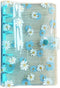 Blue A6 6 Holes Transparent Daisy PVC Binder Cover Loose Leaf Sheet Protector Round Ring View Binder Notebook Planner Folder with Snap Button Clos...