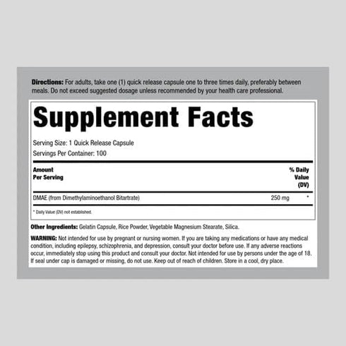Lindberg DMAE | 250 mg | 100 Capsules | Non-GMO, Gluten Free Supplement...
