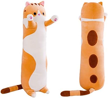 shangman Lovely Plush Cat Doll Cute Cartoon Soft Stuffed Kitten Pillow Long Throw Sleeping Toy Gift for Kids Girlfriend Multiple Size (Brown,70cm/...