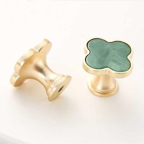 6 Pcs Clover Cabinets Knobs Dressering Pulls Cupboard Knobs Jewelry Box Pulls Drawer Wardrobe Wine Cabinet Handle Furniture Single Hole Door Handl...