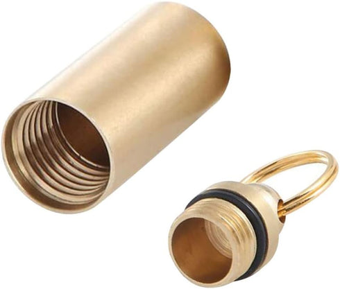 2pcs Brass Pill Holder Keychain Container Waterproof Pill Holder with Key Ring Pill Holder Container for Outdoor Travel Camping Daily Use...