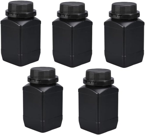 8.45oz/5Pcs Plastic Lab Chemical Reagent Bottles, Square Sample Storage Container, Plastic Chemical Container Bottle with Anti-theft Cap, Wide Mou...