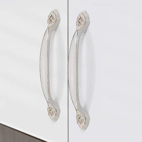 Modern Style Zinc Alloy Handle, Solid Ivory White Gold Edge Handle Wardrobe Bedside Cabinet Tv Cabinet Dressing Table Drawer Handle Hardware Furni...