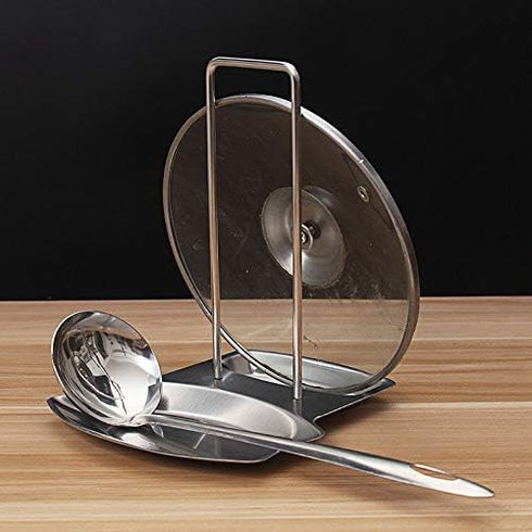 Yiffee Storage Rack (Stainless Steel), Kitchen Utensil Storage Rack, Spoon Rest, Lid Holder, 7.8x6.1x7.8 inches, 0.5 lb, Rust Resistant, Dishwashe...