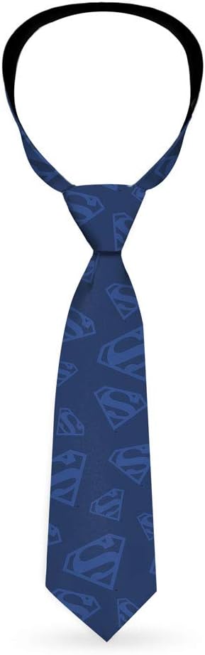 Buckle-Down Necktie Standard - Superman Icon Scattered Blues...