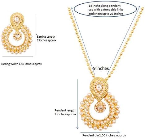 Touchstone Indian Bollywood Elite Mughal Kundan Look Chand Baali Moon Bridal Designer Jewelry Pendant Set For Women In Gold Tone. (Gold)...