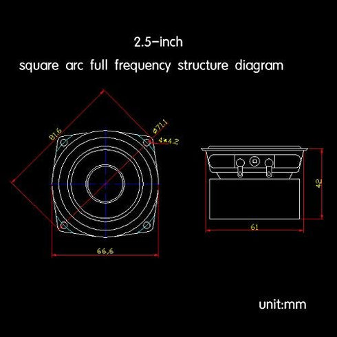 Douk Audio 1PC 2.5" inch 8 ohm Hi-Fi Desktop Full Range Speaker High Sensitivity Speakers for Home & Car Auidio 8-15W...