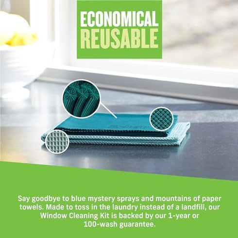 E-Cloth Window Cleaner Kit - Window and Glass Cleaning Cloth, Streak-Free Windows with just Water, Microfiber Towel Cleaning Kit for Windows, Car ...