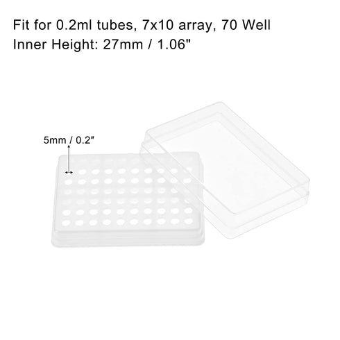 uxcell Centrifuge Tube Rack Storage Box 70-Well Polypropylene Holder for 0.2ml Micro Centrifuge Tubes, Samples 5mm Hole Dia 2Pcs...