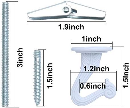 6 Sets White Ceiling Hooks for Hanging Plant, Heavy Duty Swag Toggle Hooks with Hardware (White)...