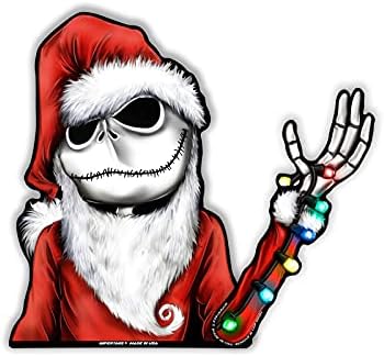 Jack Nightmare Santa Claus Waving Winter WiperTag USA Christmas with Decal attaches to rear vehicle wiper blade...