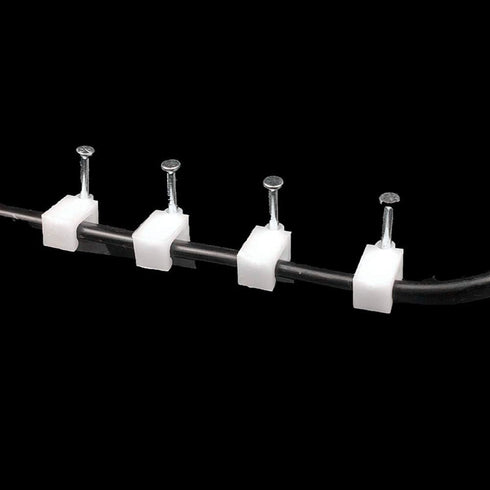 200 PCS 6mm Flat Ethernet Cable Wire Clips Single Coaxial Cable Clamps with Nail for Ethernet Cable Management...