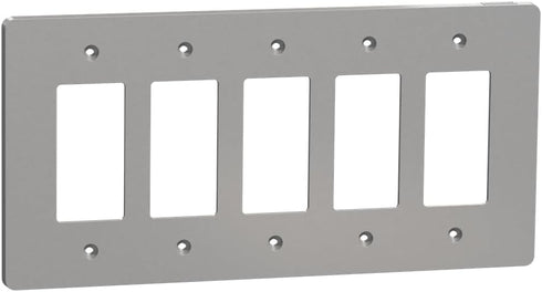 Telemecanique Sensors X Series Wall Plate for Outlet and Light Switch, Mid Size Plus 5 Gang, Matte Gray...