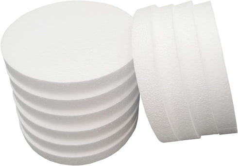 FFchuanhe 8 Inch 10-Pack Foam Circles for Crafts (1" Thick), Polystyrene Round Foam Disc for DIY Projects, Cakes and Decorations, Sculpture, Model...