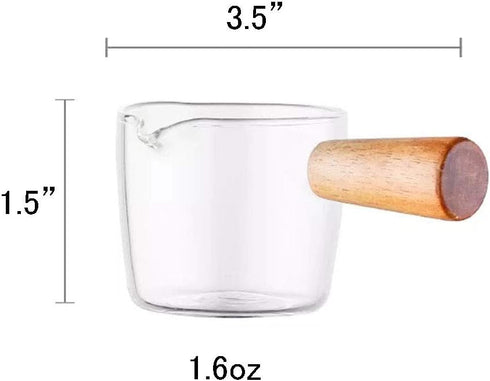 Glass Creamer Coffee Milk Sauce Serving Pitcher/Creamer Jug with Wood Handle...