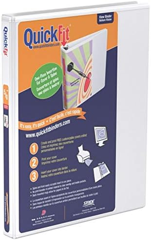 QuickFit View Binder, 5/8 Inch, Round Ring, White (88000)...