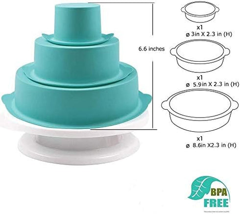 Webake Round Cake Pan Set Silicone Cake Molds Baking Pans for 3 Tier Cake Layer Tin, 8 Inch, 6 Inch, 3 Inch for Birthday, Wedding Anniversary, Hal...