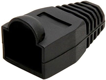 RilexAwhile 100 Pcs Black Soft Plastic CAT5E CAT6 Ethernet RJ45 Cable Cap Connector Boots Plug Cover Strain Relief Boots (Black)...