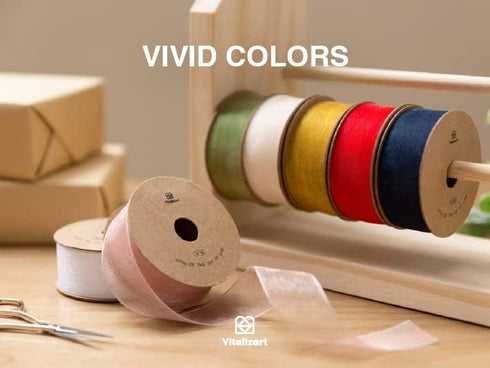 Vitalizart Rose Gold Ribbon Organza Sheer Ribbon 1 inch x 30Yd Handmade Eco-Friendly Fabric Light Pink Ribbons for Gift Wrapping Christmas Tree Cr...