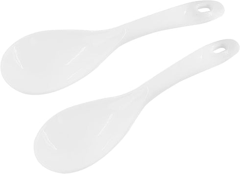 2PCS Plastic Rice Paddle Spoon Rice Scoop, Non-Stick Rice Spatula Rice Cooker Spoon Rice Serving Spoon 7.87 Inch (White B)...