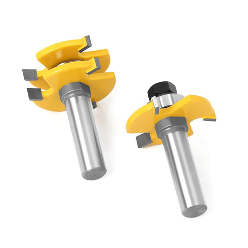 1/2 Inch Shank Tongue and Groove Set of 2 Pieces Router Bit 3 Teeth Adjustable T Shape Wood Milling Cutter?Tongue and Groove groove joints Router ...