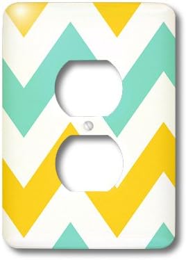3dRose lsp_179797_6 " Big Yellow and Teal Chevron Zig Zag Pattern Turquoise Zigzag Stripes 2 Plug Outlet Cover, Multicolor...