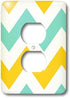3dRose lsp_179797_6 " Big Yellow and Teal Chevron Zig Zag Pattern Turquoise Zigzag Stripes 2 Plug Outlet Cover, Multicolor...