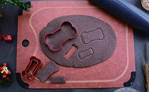 Bone Cookie Cutters Set for dog treats, 3 Piece Dog Bone Biscuit Cutters Set with Red Environmental PVC for Baking...